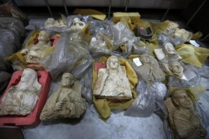 Arranged antiquities are pictured in Damascus, Syria August 18, 2015. REUTERS/Omar Sanadiki