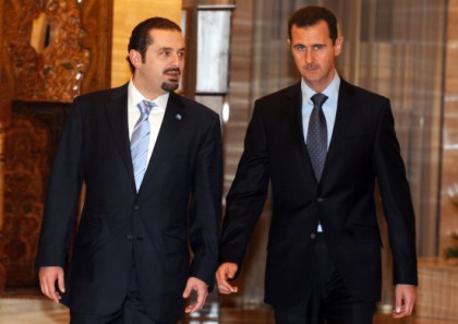 Syrian President Bashar al Assad ( R) and visiting Lebanese Prime Minister  Saad  Hariri agreed to have stronger Lebanese-Syrian relations 