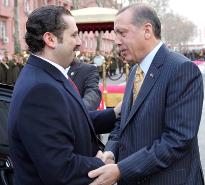  Turkish Prime Minister Recep Tayyip Erdogan (R)  with visiting Lebanese Prime Minister Saad Hariri 