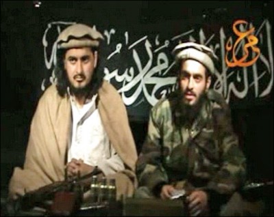 Humam Khalil Abu-Mulal al-Balawi, right, appears in a Taliban video with Hakimullah Mehsud, the leader of the Pakistani Taliban.