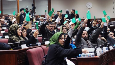 Afghan parliament members take a procedural vote Saturday before voting on President Hamid Karzai's Cabinet appointments