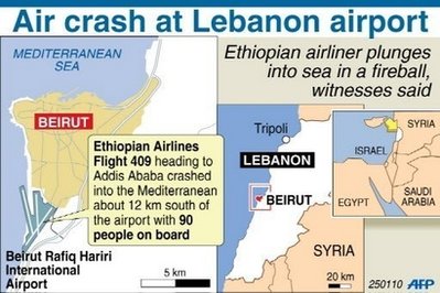 ethipia airline crash, lebanon