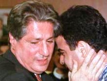 File photo of former president Amin Gemayel and his son Pierre who was assassinated on November 21, 2006