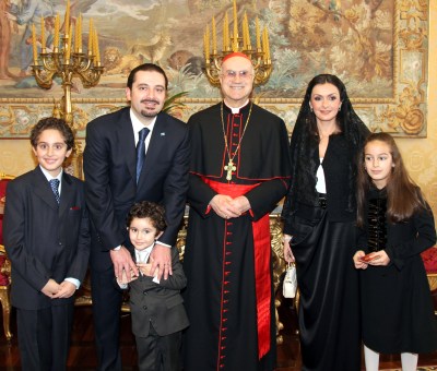 hariri with family Cardinal Tarcisio Bertone