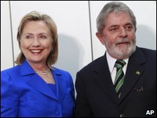 clinton -   and Brazilian President Luiz Inacio Lula da Silva