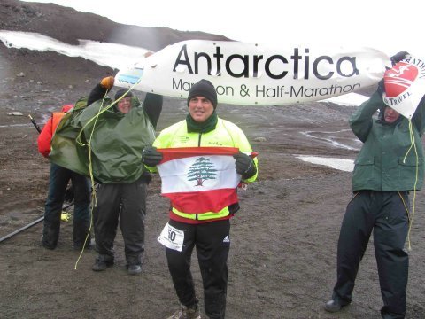 George Haddad at the completion of the Antarctica marathon.