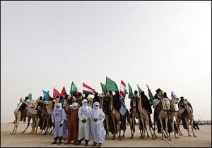 llibya summit  camels- flags