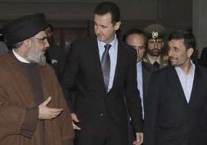 nasrallah assad ahmadinejad 022510 3