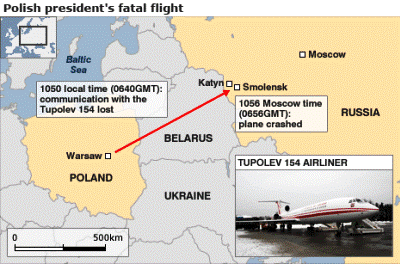 poland president - flight route