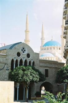 church and mosque in beirut