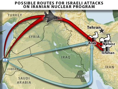 israel iran attack  possible  routes