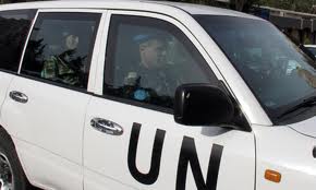 UN observers , syria, vehicle