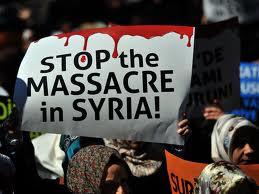 syrian banner stop the massacre in Syria
