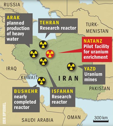 iran nuclear facilities map