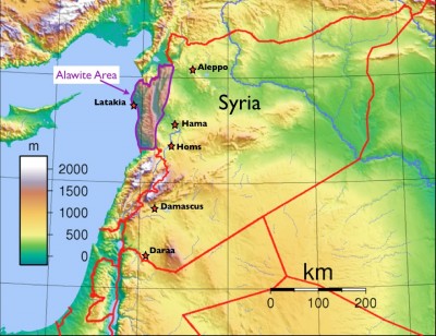 Alawites in Syria map