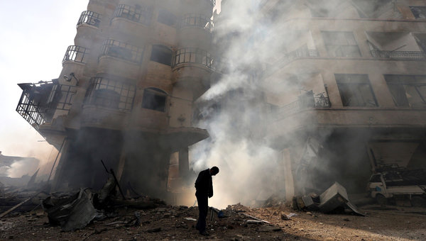 Building burned near damascus