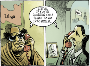 assad-gaddafi exile cartoon
