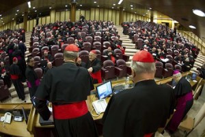 Cardinals attends a meeting at the Synod Hall in the Vatican
