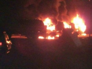 syrian diesel truck tankers torched
