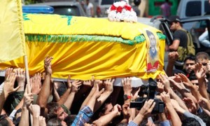 Supporters of Hezbollah funeral in Sidon