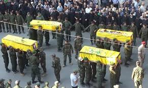 Funeral for some  Lebanese Hezbollah fighters that were killed in Syria while fighting  alongside the forces loyal to president Bashar al Assad  against the rebels
