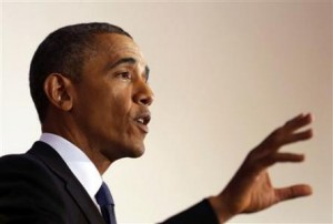 U.S. President Barack Obama talks at the National Defense University in Washington