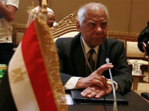 Egypt's Finance Minister Hazem el-Beblawi looks on during a group meeting of Gulf and Arab Finance Ministers in Abu Dhabi