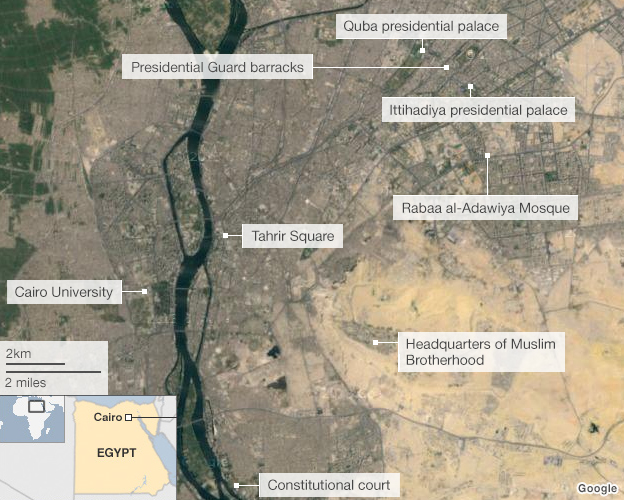 egypt pro morsi protest  map location