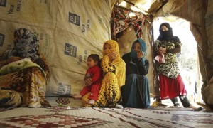 Syrian refugees in a settlement in Lebanon's Bekaa valley