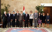 Lebanon's President Michel Suleiman  is pictured with with representatives from several countries and international organizations, including the Arab League and the European Union. Dalati and Nohra