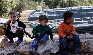 Syrian children in a refugee camp in Lebanon