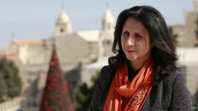 Bethlehem’s first female mayor, Vera Baboun is seen in front of the Church of Nativity, traditionally believed by Christians to be the birthplace of Jesus Christ, in the West bank city of Bethlehem. Bethlehem’s first female mayor, Vera Baboun, can’t walk through the main square of the biblical town without being stopped by admirers. “This is our new mayor, who is turning Bethlehem into one of the greatest cities in the world,” a tour guide hollered to a group of Christian tourists passing by the Church of the Nativity