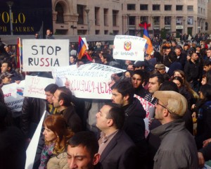 amenians protest against Putin visit