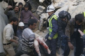 Syrian childpulled from the rubble