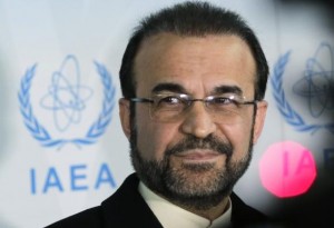 Iran's ambassador to the IAEA Najafi attends a news conference in Vienna