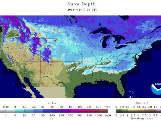 US map  snow in 49 states
