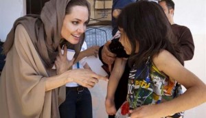 angelina jolie with syrian refugees in lebanon