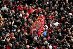 Mourners carry the coffin of Berkin Elvan during funeral ceremony in Istanbul