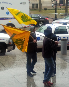 hezbollah flag outsde AIPAC