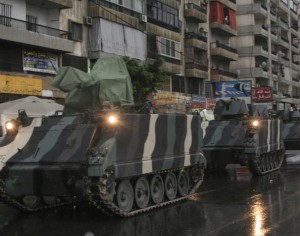 Lebanese army soldiers are deployed on the streets of Tripoli northern Lebanon