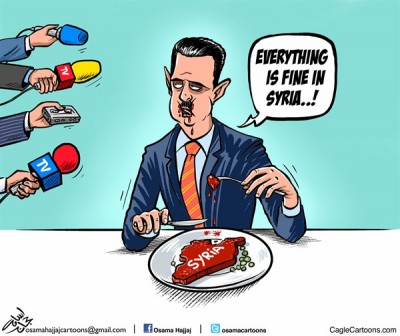 assad cartoon every thing is fine in syria