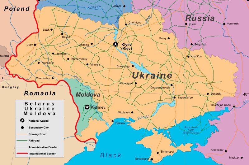 map of ukraine russia and neighboring countries