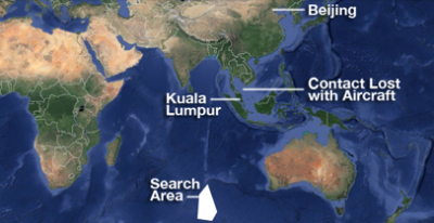 Malaysia Airlines Flight 370 search area