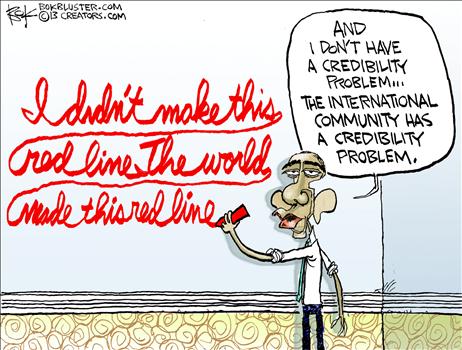 Obama red line syria cartoon