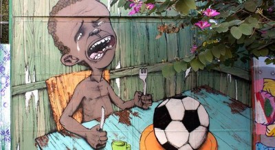 brazil nothing to eat  crying, with nothing to eat- soccer ball on  plate