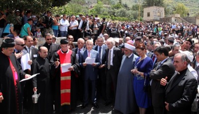 A prayer by Patriarch  Rai followed the laying of the foundation-stone for two churches .