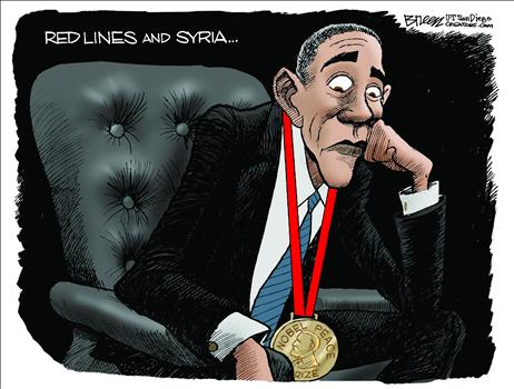 obama red line syria cartoon