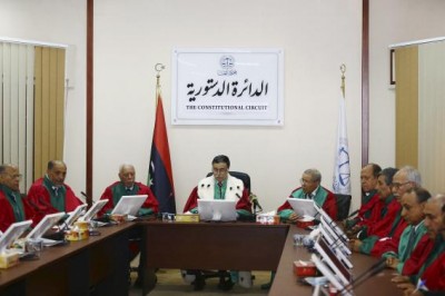 President of Libya's Supreme Court Kamal Edhan (C) chairs a hearing to discuss the legitimacy of Prime Minister Ahmed Maiteeq in Tripoli June 9, 2014
