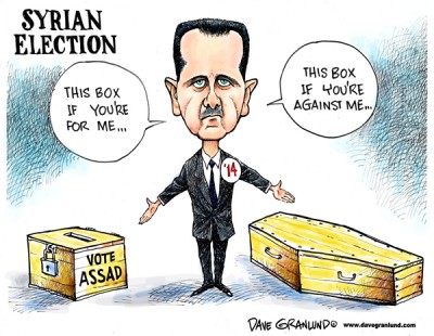 syrian election cartoon assad