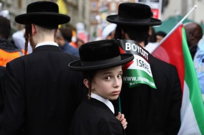 Jewish pro-Palestine demonstrators at a rally in London yesterday. Getty
